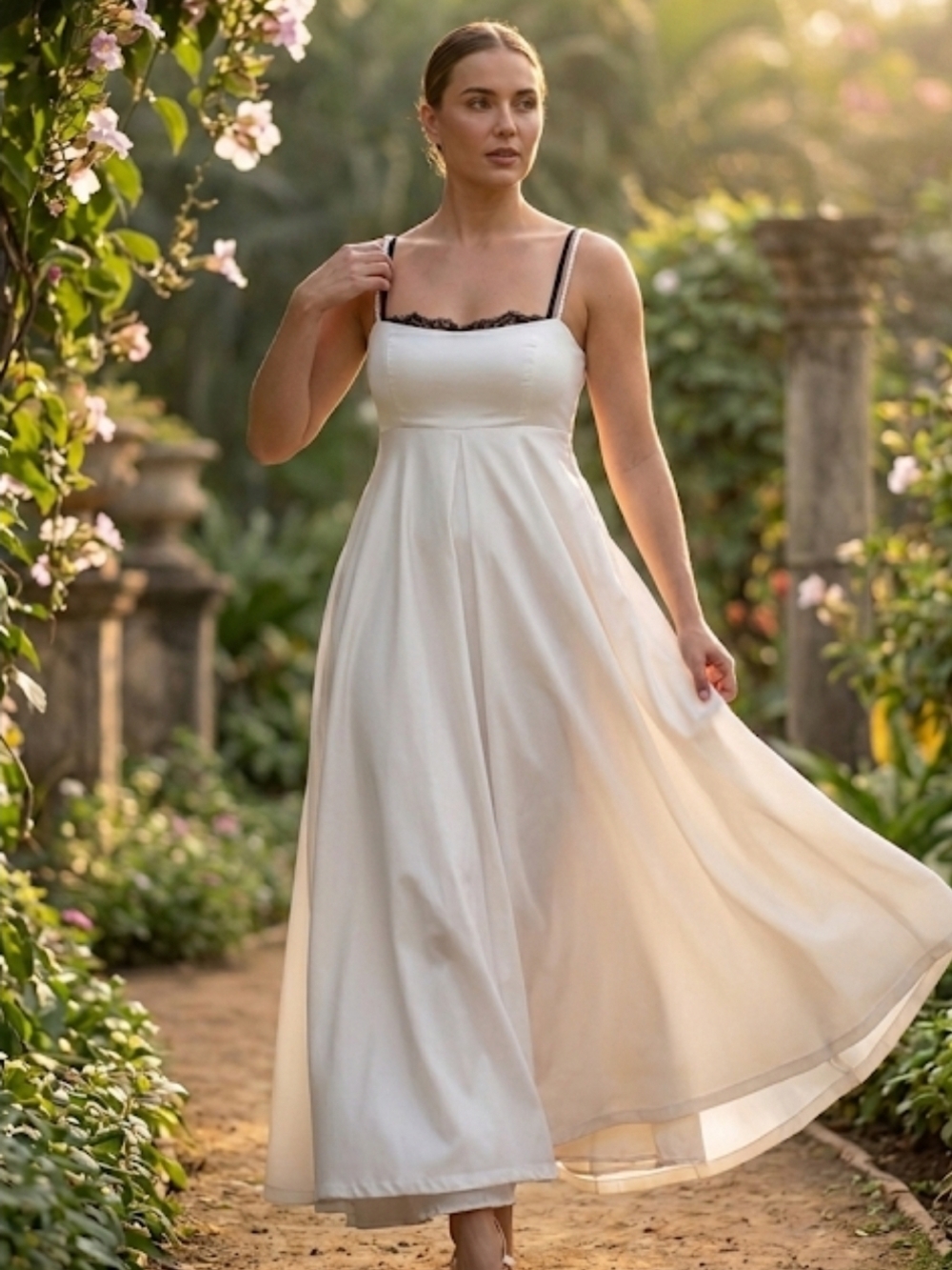 Abercrombie & Fitch lace-trim taffeta maxi dress NWT Size L